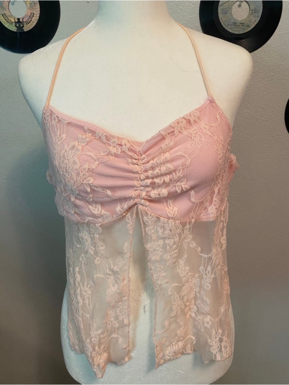 light pink sheer lace top